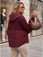 Dámská oversize přechodová bunda s kapucí, bordová, FashionStreet TY5916 Dámská oversize přechodová bunda s kapucí, bordová, FashionStreet TY5916