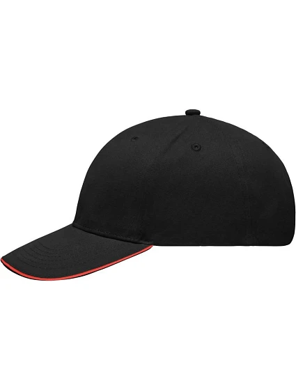 Daiber MB 6541 Lehce broušená 6 panelová sandwich kšiltovka 03.6541 black/red Daiber MB 6541 Lehce broušená 6 panelová sandwich kšiltovka 03.6541 black/red