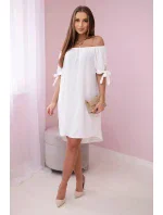 Šaty vázané na rukávech bílé Šaty vázané na rukávech bílé