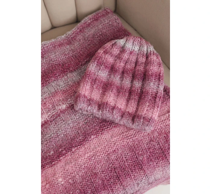 Dámská zimní souprava s čepice a nákrčník s  tmavě růžová model 21878013 - K-Fashion