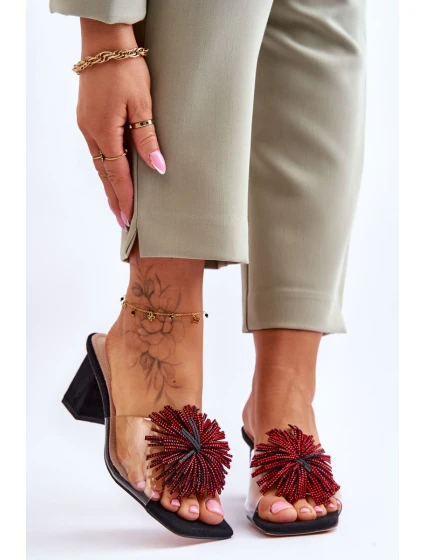 Módní pantofle na vysokém podpatku  Černá model 21617785 - S.Barski