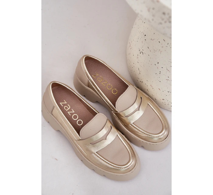 Kožené Dámské Mokasíny Na Platformě A Plochém Podpatku Panteří Zazoo 20191 Zlaté Kožené Dámské Mokasíny Na Platformě A Plochém Podpatku Panteří Zazoo 20191 Zlaté