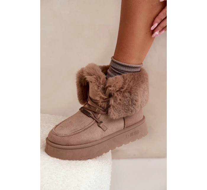 Dámské Sněhule Na Platformě S Kožíškem A Šněrováním Big Star model 21705904 Béžové - Big Star Shoes Dámské Sněhule Na Platformě S Kožíškem A Šněrováním Big Star model 21705904 Béžové - Big Star Shoes