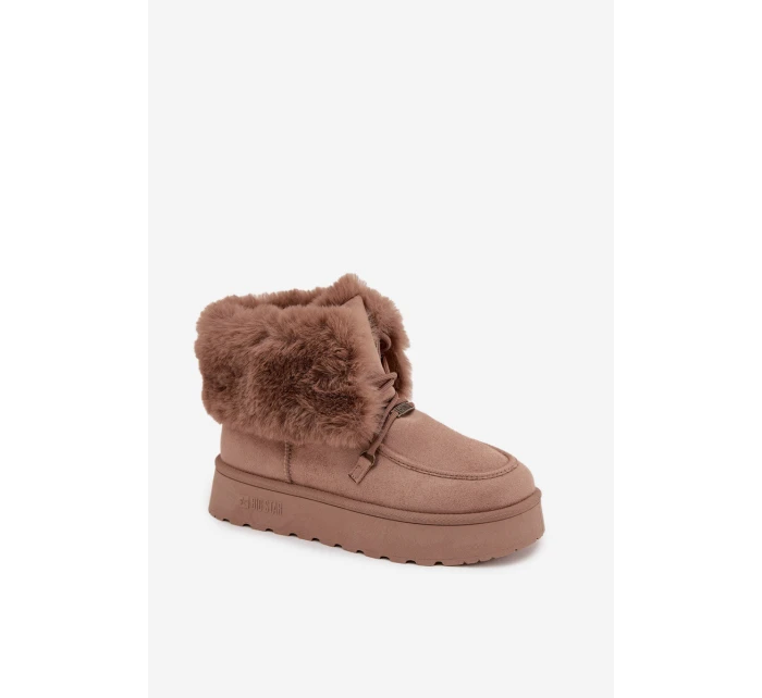 Dámské Sněhule Na Platformě S Kožíškem A Šněrováním Big Star model 21705904 Béžové - Big Star Shoes Dámské Sněhule Na Platformě S Kožíškem A Šněrováním Big Star model 21705904 Béžové - Big Star Shoes