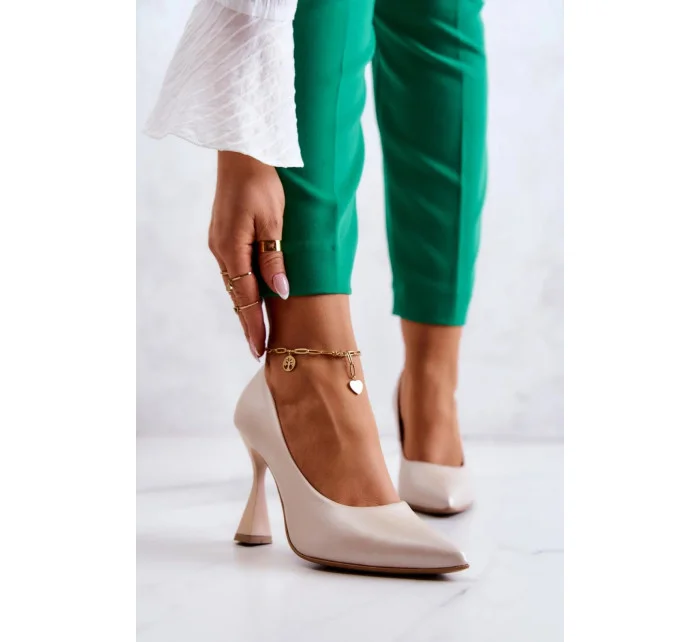 Dámské lodičky na jehlovém podpatku 6AD/23 Béžová - LEWSKI