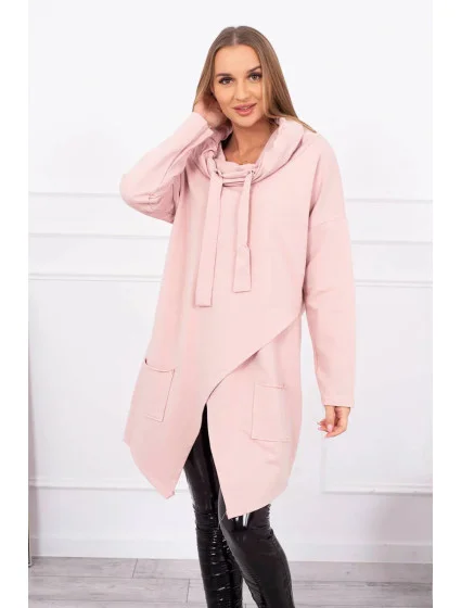 Oversize tunika s obálkou 16546 starorůžová - Kesi