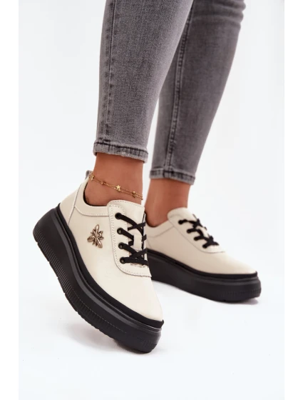 Dámské polobotky model 21463080 Světle béžová s černou - VINCEZA