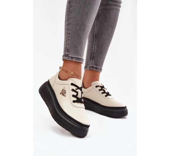 Dámské polobotky model 21463080 Světle béžová s černou - VINCEZA