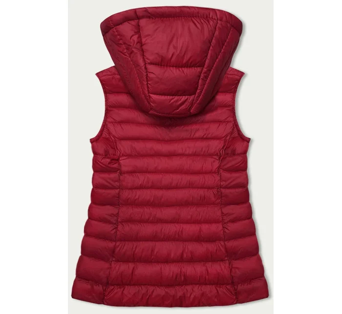 Červená dámská prošívaná vesta s kapucí (16M9139-270)