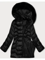 Černá prošívaná dámská bunda s kapucí model 21247411 - S'WEST