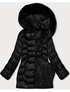 Černá prošívaná dámská bunda s kapucí model 21247411 - S'WEST