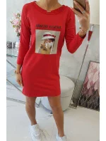 Šaty s potiskem koše červené Šaty s potiskem koše červené