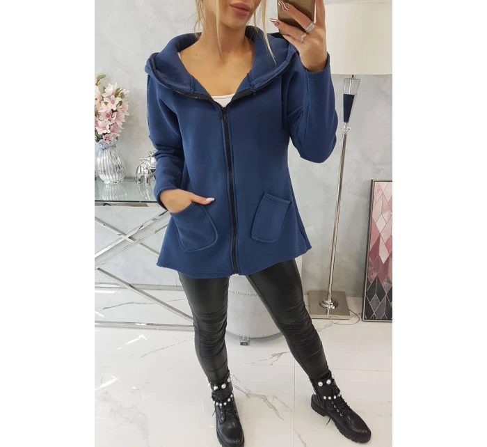 Zateplená mikina s delšími zády a kapsami z džínoviny