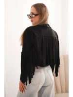 Dámská semišová bunda s třásněmi černá