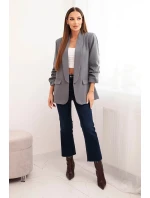 Bunda s klopou elegantní tmavě šedá Bunda s klopou elegantní tmavě šedá