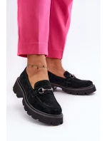 Masivní dámské boty z semiše černé model 21655412 - VINCEZA