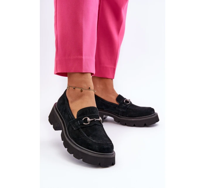 Masivní dámské boty z semiše černé model 21655412 - VINCEZA