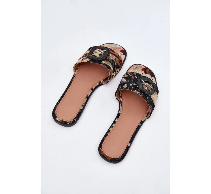 Ploché Dámské Pantofle S Přezkou Černé model 21696492 - Boto Ploché Dámské Pantofle S Přezkou Černé model 21696492 - Boto