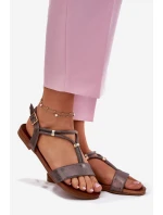 Dámské Plné Sandály S Pásky model 21698234 Grafitové - S.Barski Dámské Plné Sandály S Pásky model 21698234 Grafitové - S.Barski