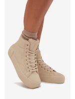 Zateplené dámské tenisky na platformě Big Star OO274795 Béžové Zateplené dámské tenisky na platformě Big Star OO274795 Béžové