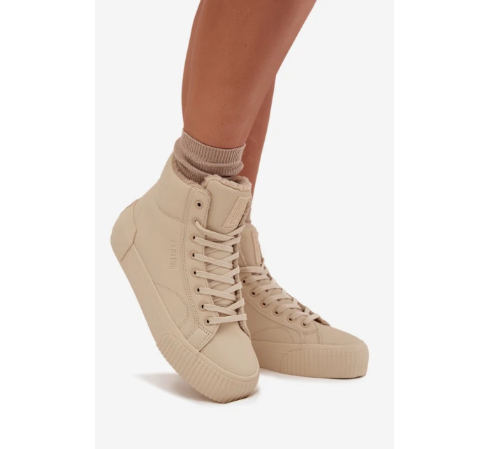 Zateplené dámské tenisky na platformě Big Star OO274795 Béžové Zateplené dámské tenisky na platformě Big Star OO274795 Béžové