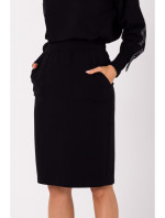 model 18383181 Vypasovaná sukně s kapsami černá - Moe