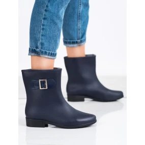 Designové modré dámské gumáky na plochém podpatku Designové modré dámské gumáky na plochém podpatku