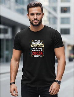 Pánské tričko TRUE MEN s potiskem černá FashionStreet NX0104R