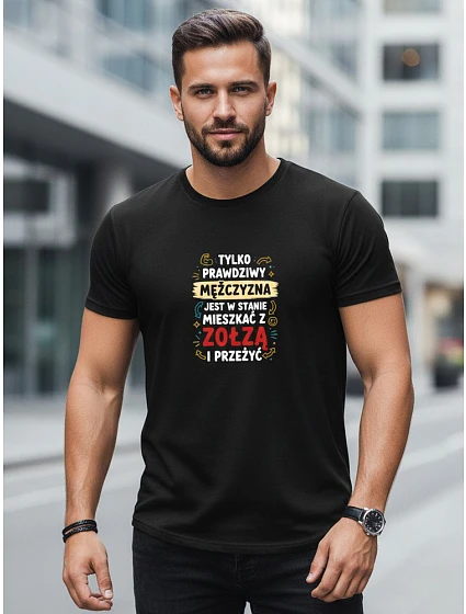 Pánské tričko TRUE MEN s potiskem černá FashionStreet NX0104R Pánské tričko TRUE MEN s potiskem černá FashionStreet NX0104R