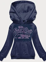 Tmavě modrá krátká dámská mikina s potiskem (26016)