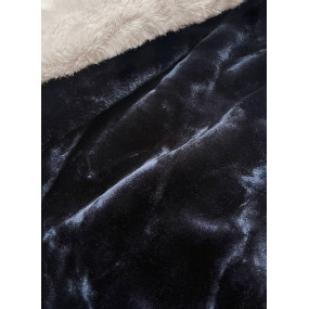 Tmavě modrá dámská zimní bunda s kožešinovou podšívkou (B538-3046)