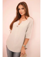 Dámská mušelínová košile s knoflíkem tmavě béžová
