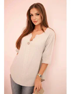 Dámská mušelínová košile s knoflíkem tmavě béžová