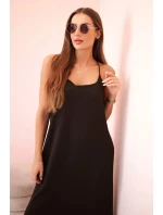 Dlouhé šaty bez ramínek hnědý