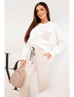 Komplet dámský máslový s kontrastní model 21938004 béžový - K-Fashion Komplet dámský máslový s kontrastní model 21938004 béžový - K-Fashion