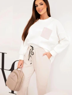 Komplet dámský máslový s kontrastní kapsičkou béžový
