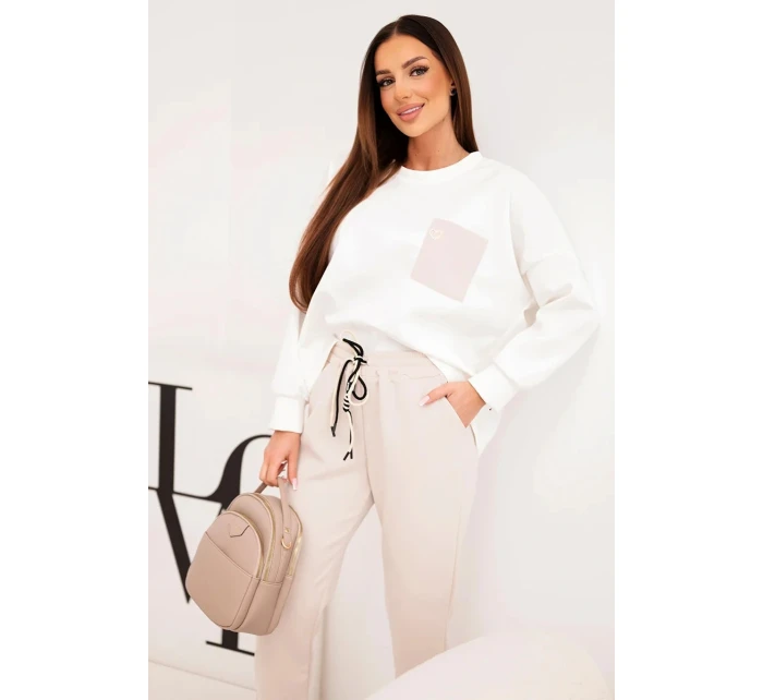 Komplet dámský máslový s kontrastní model 21938004 béžový - K-Fashion Komplet dámský máslový s kontrastní model 21938004 béžový - K-Fashion