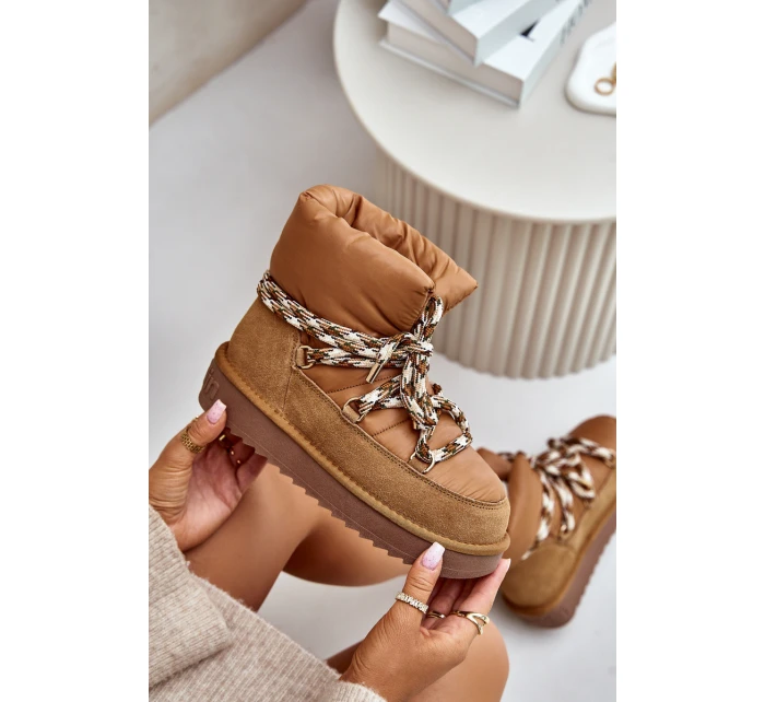 Dámské Sněhule Z Hladké Kůže S Šněrováním  Hnědé model 21674744 - D.Franklin