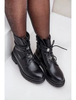 Zateplené boty s ozdobnými prvky na šněrování černé model 21680629 - EVENTO Zateplené boty s ozdobnými prvky na šněrování černé model 21680629 - EVENTO