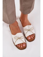 Pantofle Na Plochém Podpatku S Mašlí Bílé model 21684354 - Boto Pantofle Na Plochém Podpatku S Mašlí Bílé model 21684354 - Boto