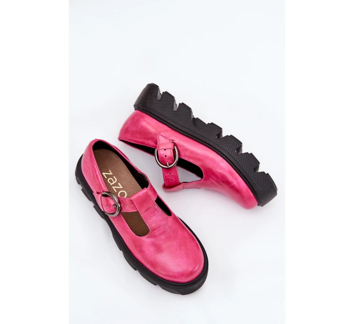 Lakované Kožené Polobotky S Přezkou model 21686537 Fuchsie - Zazoo Lakované Kožené Polobotky S Přezkou model 21686537 Fuchsie - Zazoo