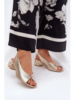 Kožené elegantní dámské sandály CheBello 4724 zlaté