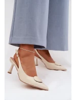 Dámské sandály na podpatku s ozdobným detailem světle béžové model 22027892 - Boto Dámské sandály na podpatku s ozdobným detailem světle béžové model 22027892 - Boto