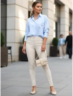 Dámské úzké džíny s vysokým pasem ecru FashionStreet UY2864 Dámské úzké džíny s vysokým pasem ecru FashionStreet UY2864