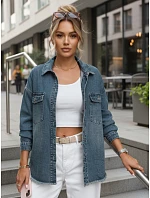 Dámská džínová košilová bunda modrá FashionStreet TY5683 Dámská džínová košilová bunda modrá FashionStreet TY5683