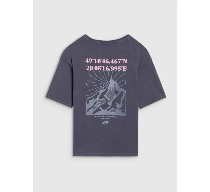 Dívčí tričko oversize s potiskem 4F 4FJWSS25TTSHF1853-22S