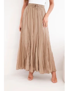 Dámská maxi bavlněná sukně s gumičkou v pase camelová