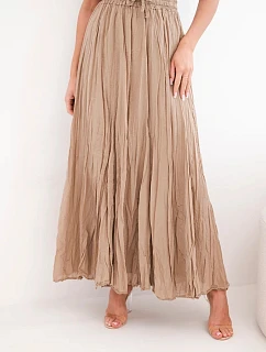 Dámská maxi bavlněná sukně s gumičkou v pase camelová