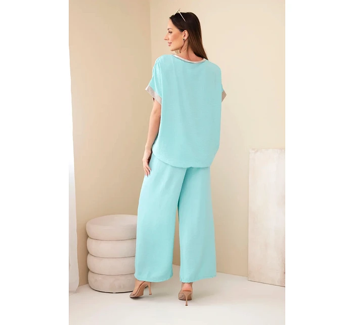 Komplet z viskózy se zlatým lemováním mátový Komplet z viskózy se zlatým lemováním mátový