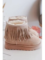 Ocieplené Botky Sněžky Dětské Se Zdobnými Frézami Bežové Nimia